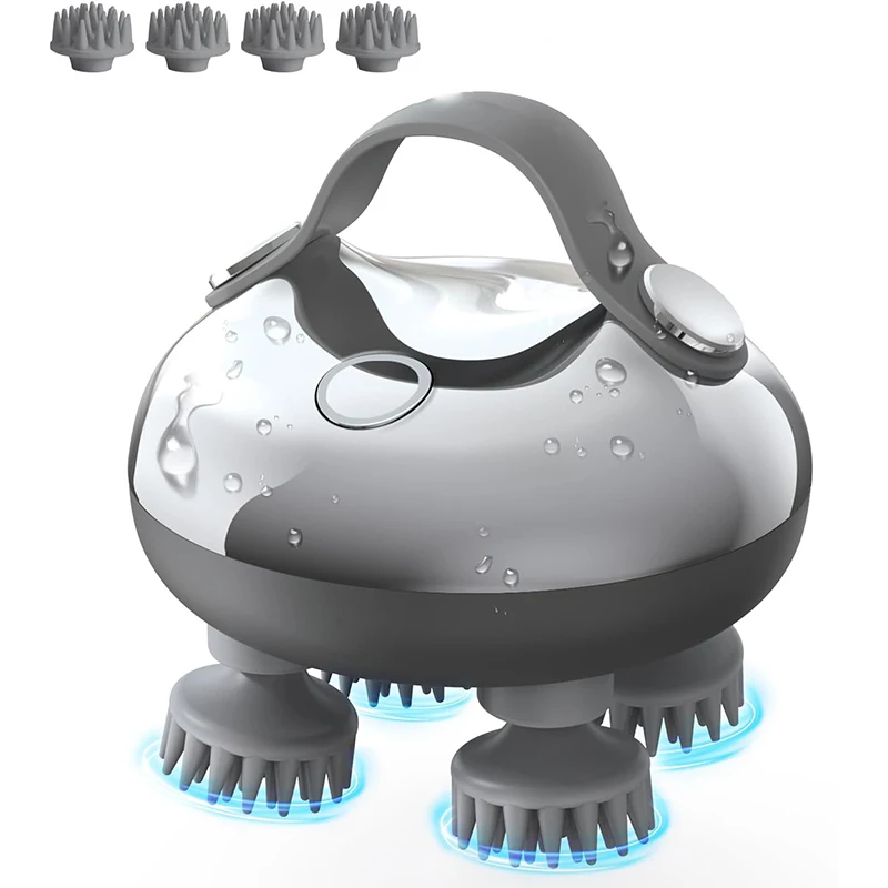 Rechargeable Waterproof Handheld Head Massager Scalp Stress with Red Light Relax Scalp Massager