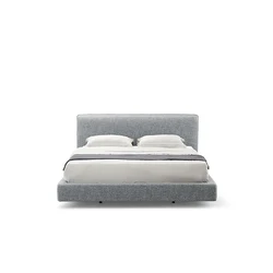 Элегантная кровать размера «King-Size», серая ткань для спальни