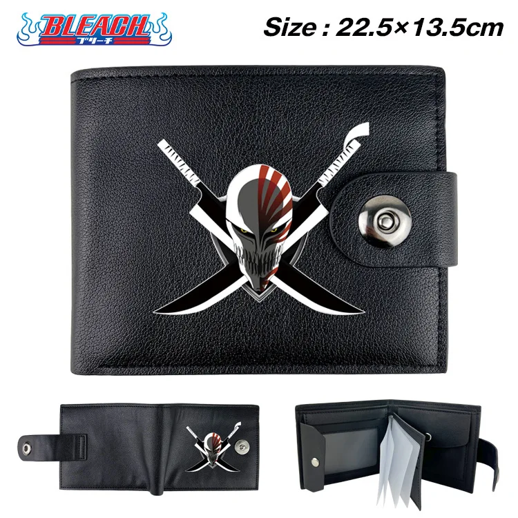 11 Designs 22.5*13.5CM Custom Design Low MOQ PU Leather Bleach Short Wallet Students ID Card Holder Japan Anime Wallet