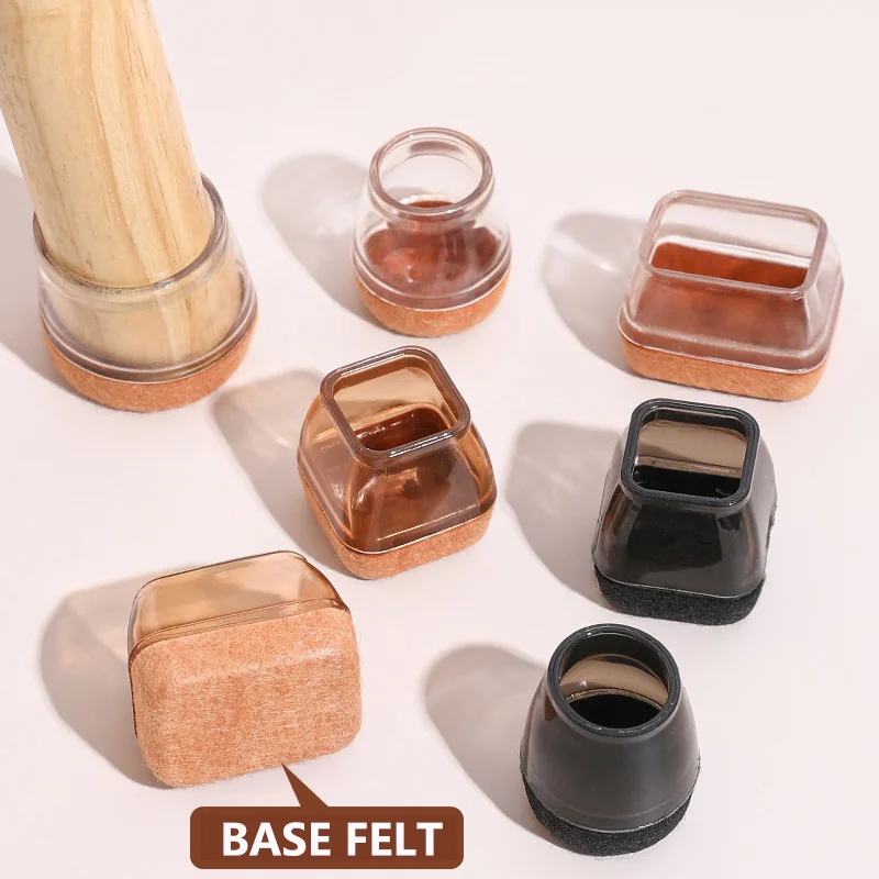 Chair leg floor protectors with felt furniture pads chair glides feet square furniture silicone protection cover