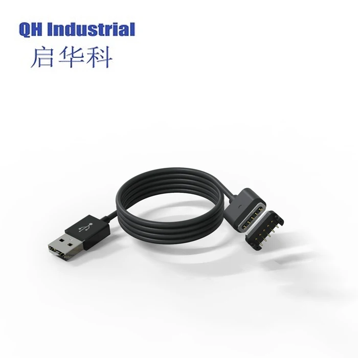 
Gold plated pogo pin male and female 5pin magnetic charging cable positive connector 