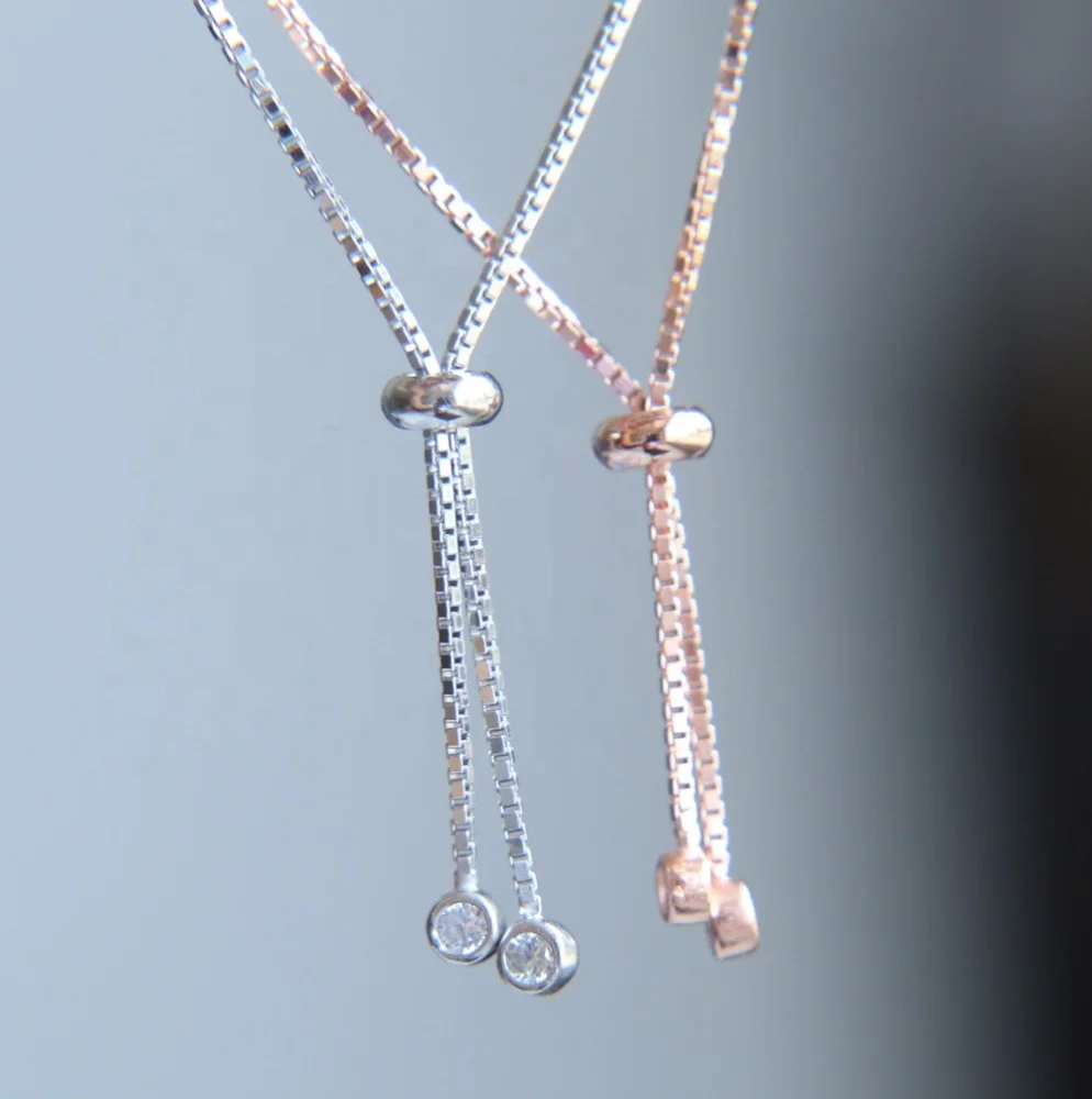 2023 high quality drop shipping tiny cute fatimas hamsa hand slider silver box chain silver bracelet