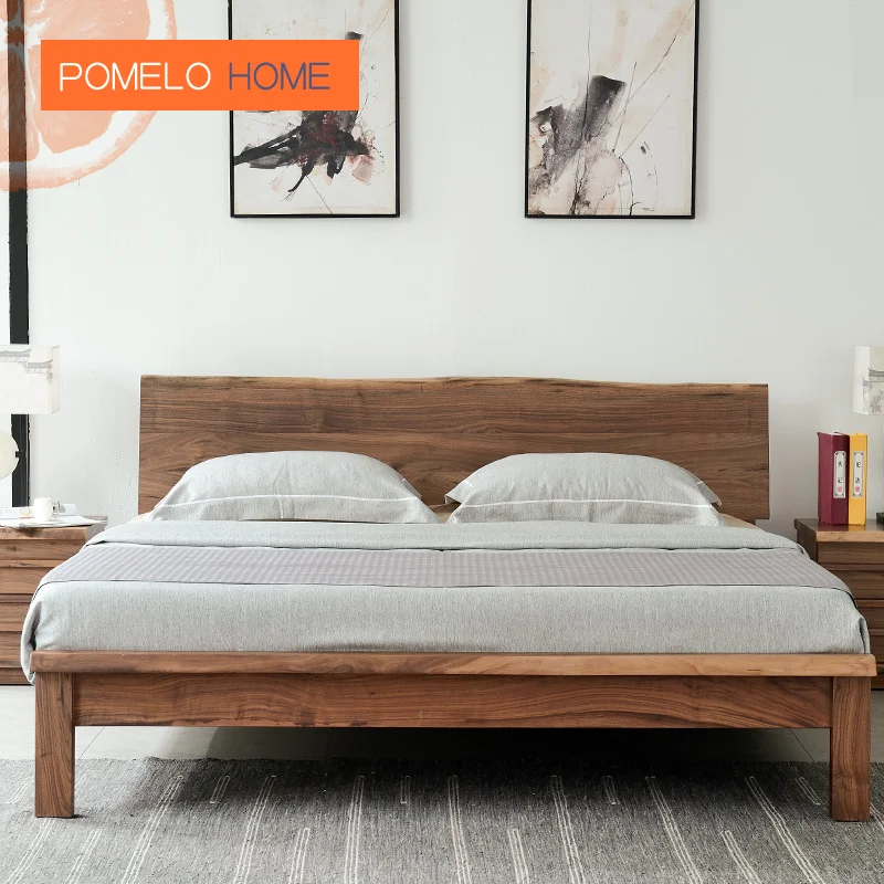 Pomelohome Imported  furniture handicrafts are moisture-proof and earthquake-proof Black walnut wooden bed