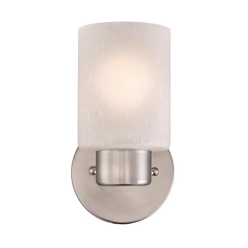 Factory Supply Brushed Nickel Linen Textured Frosted White Glass Mount Sconce Light Wall Fixture