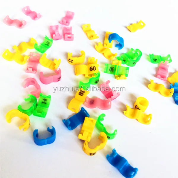 Mixed color  3mm  plastic open pigeon ring with number 1-100 for Canary