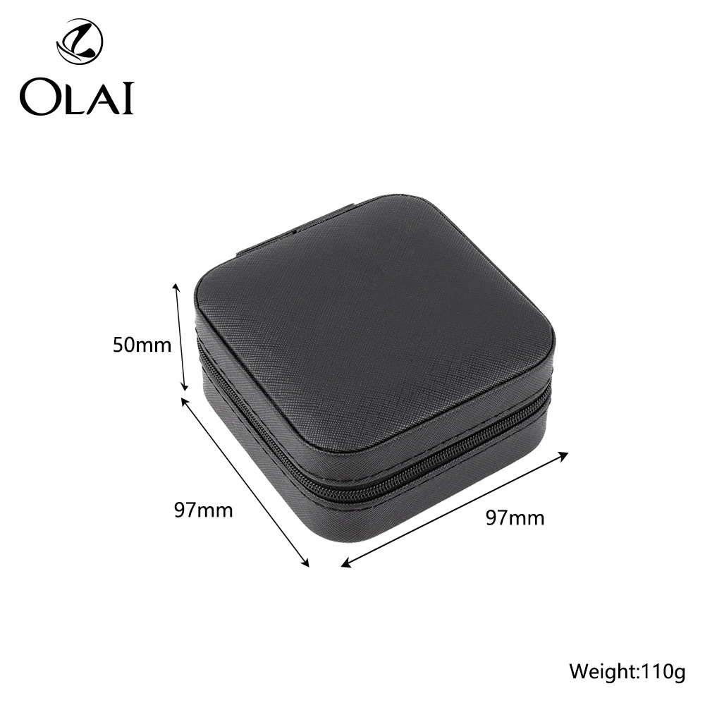 PU Leather Ring Jewelry Accessories Set Box Mini Gift Portable Jewelry Zipper Packaging Box