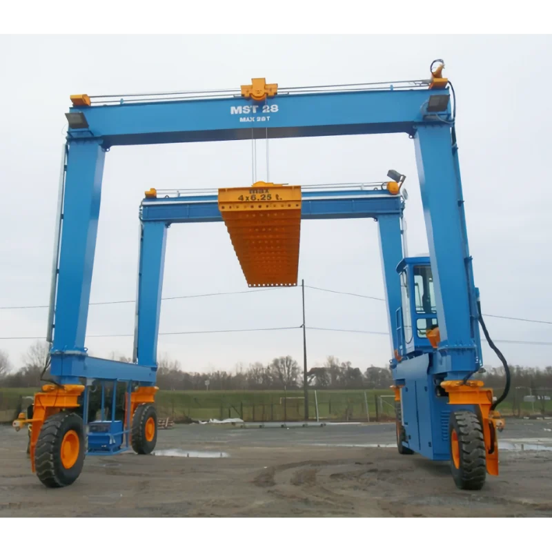 RTG Gantry Crane 100 Ton Motor Engine PLC Core Components Electric Power Source 1 100 Ton Loading Construction Outdoor Use