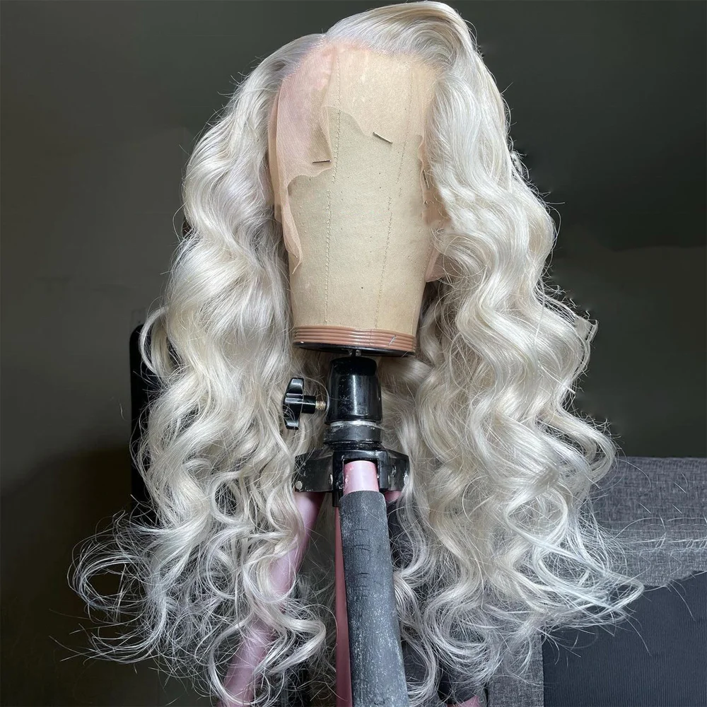 Snow White Full Lace Human Hair Wigs HD Loose Deep Wave Platinum Blonde 13x6 Lace Front Wig Virgin Human Hair