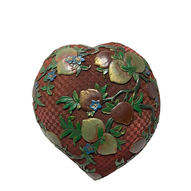 
chinese Old lacquerware hand-painted colorful life peach box Lacquerware 