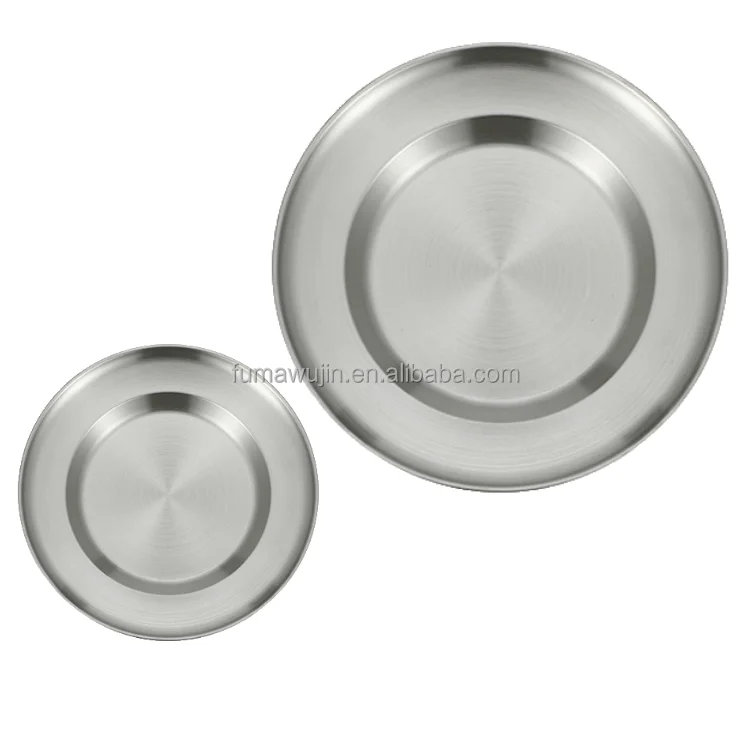 Luxury cutlery set stainless steel silver gold color hotel plates dishes with deep bottom metal plates for food