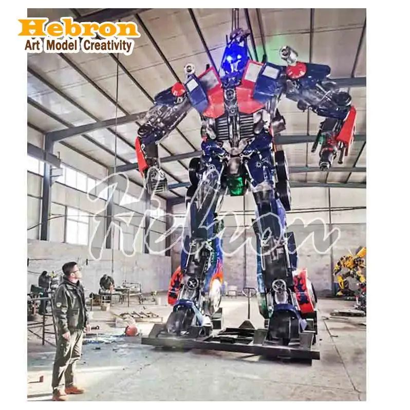 Outdoor big metal statue optimu primes, bumble bee, transform er robot large outdoor sculptures
