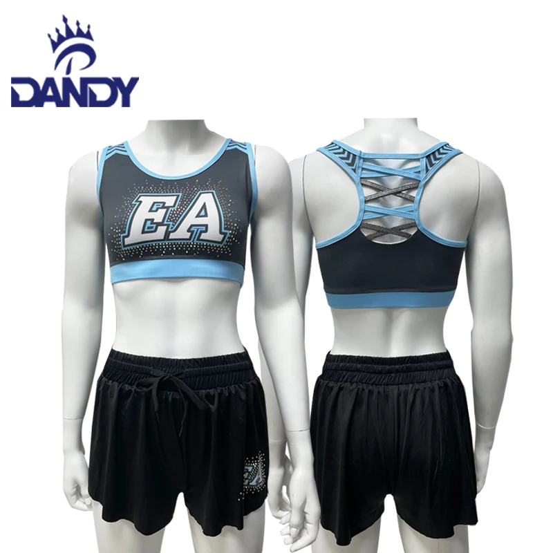 Custom sublimation girls dance training sets workout sets shorts cheer practice wear