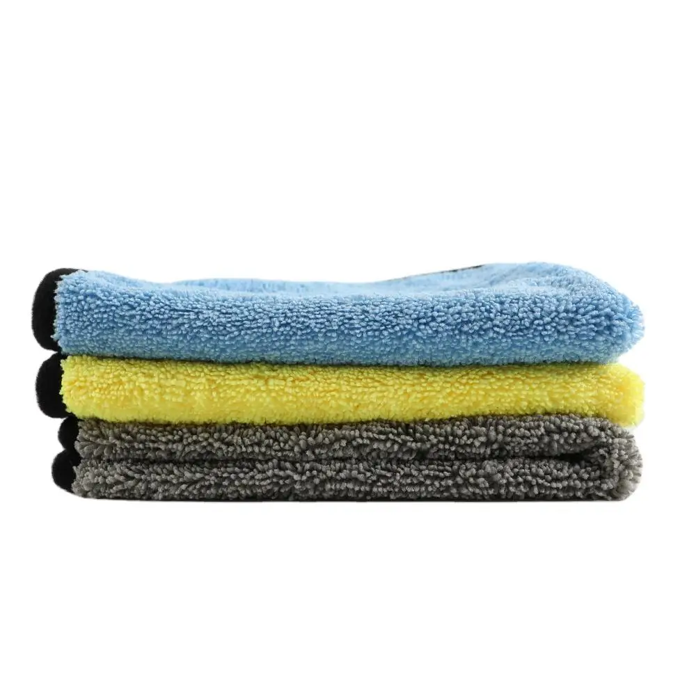 BSCI GRS wholesale custom logo car towel for car wash thicken plush with edge microfiber car cleaning cloth