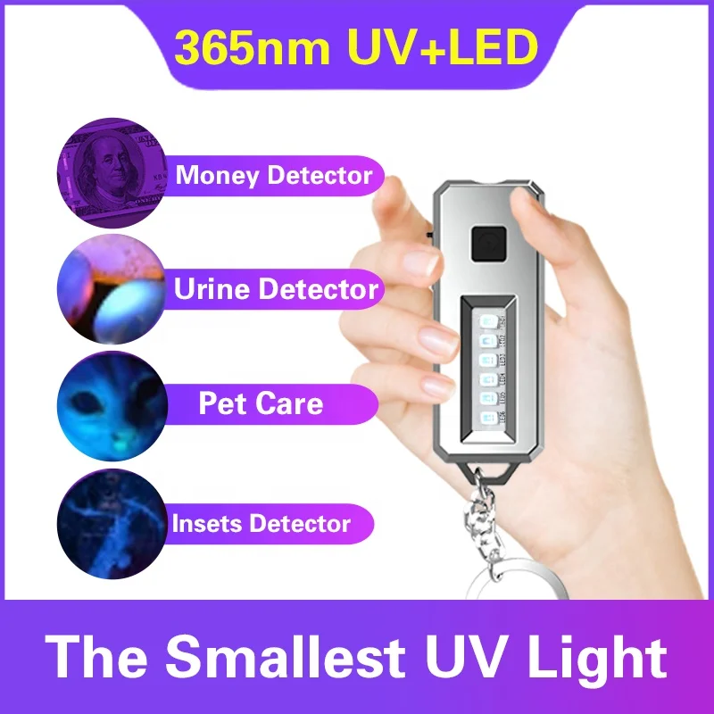 Portable LED UV 365nm Light for Curing Nail Dollar Euro Money Detector Pet Urine Detection LED UV Torch Lamp