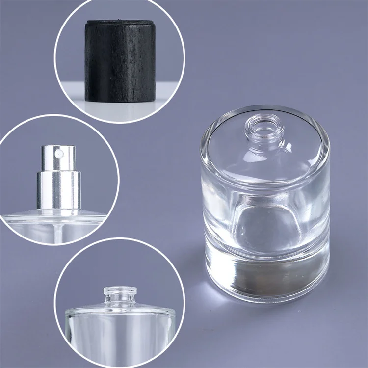 cheap magnetic lids 30ml 33ml 35ml cylinder glass perfume packaging bottle high gloss black with magnet cap india