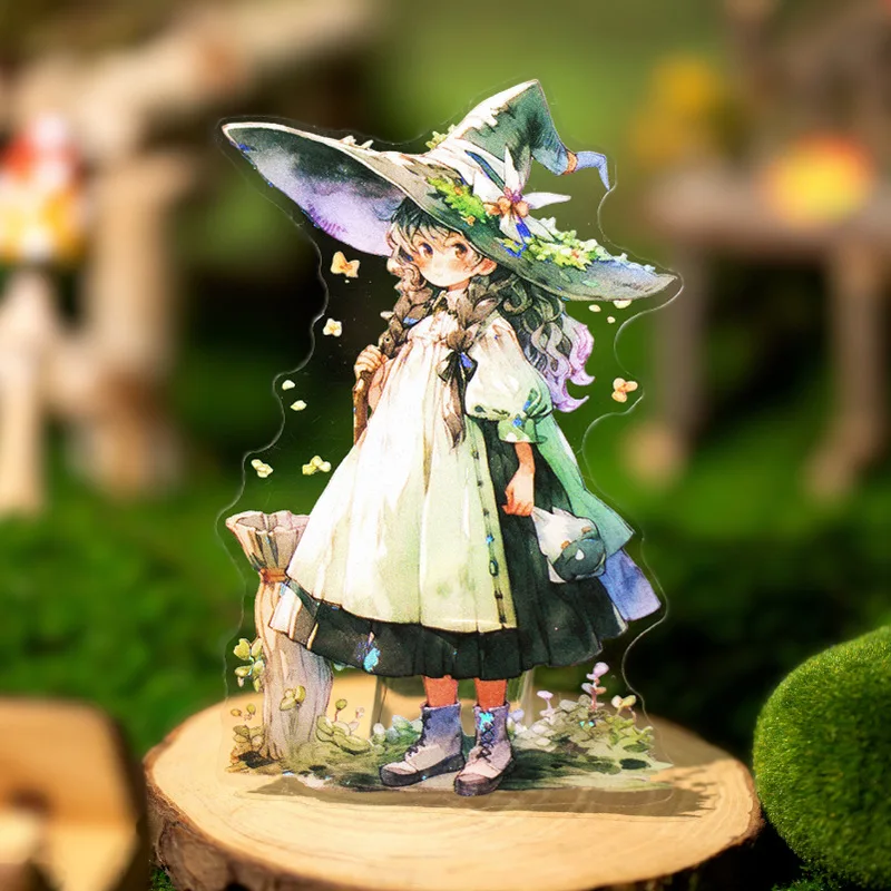 PET Stickers Magic Girl Series Vintage Forest Waterproof Decoration Custom Stickers for Diary Mr. Paper 10 Pcs / Set