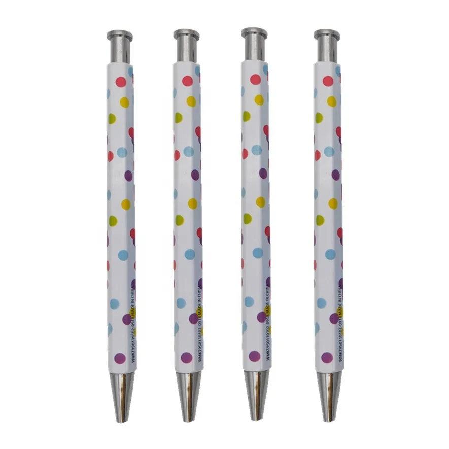 Plastic retractable writing hexagon ballpoint pen without clip