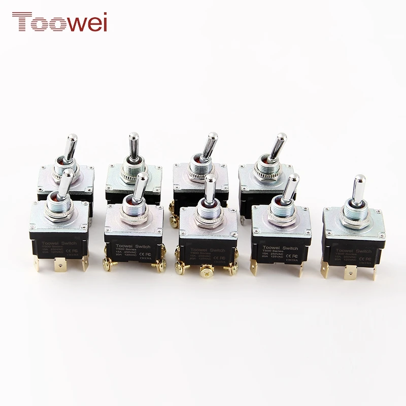 Toowei 15A 250VAC 20A 125VAC IP67 (ON)-OFF toggle switch dpdt single pole