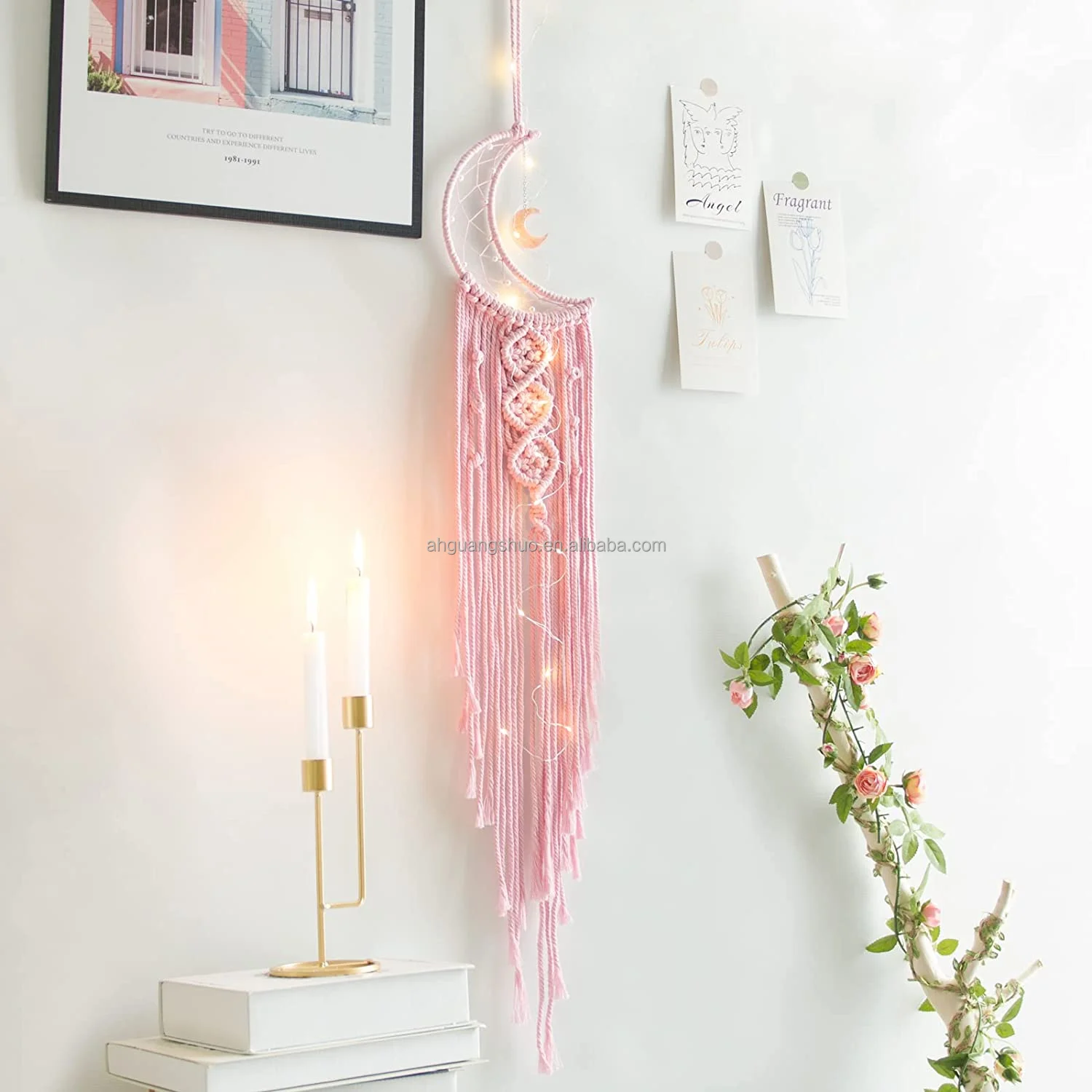 Multicolor Moon Star Dream Catchers Decor Macrame Woven Dream catchers Bohemian Wall Hangings Bedroom Home Decor Moon ornaments