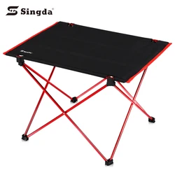 Singda Outdoor Portable Lightweight Table Oxford Cloth Table Top with Aluminum Frame Folding Camping Picnic Table