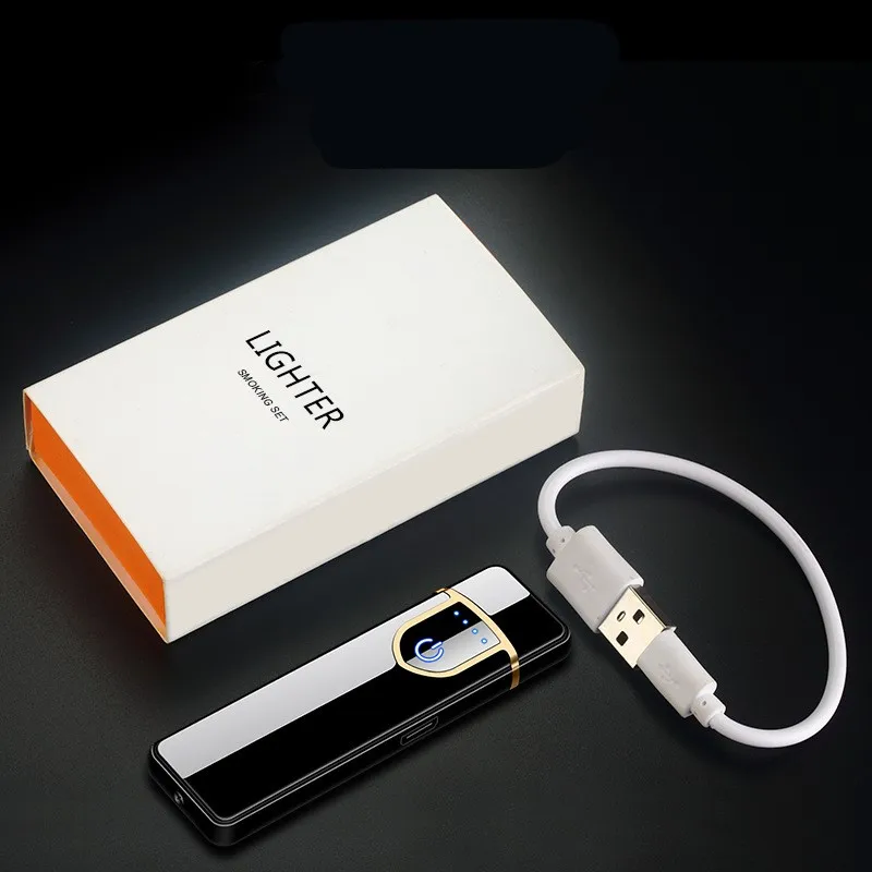 JUJI 2023 Wholesale Cheap Mini Usb Charging Lighter Metal Windproof Rechargeable Lighter Matt Electric Coil Lighters Custom Logo