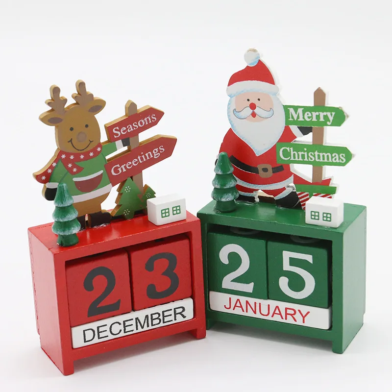 Christmas ornaments wooden Christmas tree calendar office  desktop Christmas countdown calendar building blocks