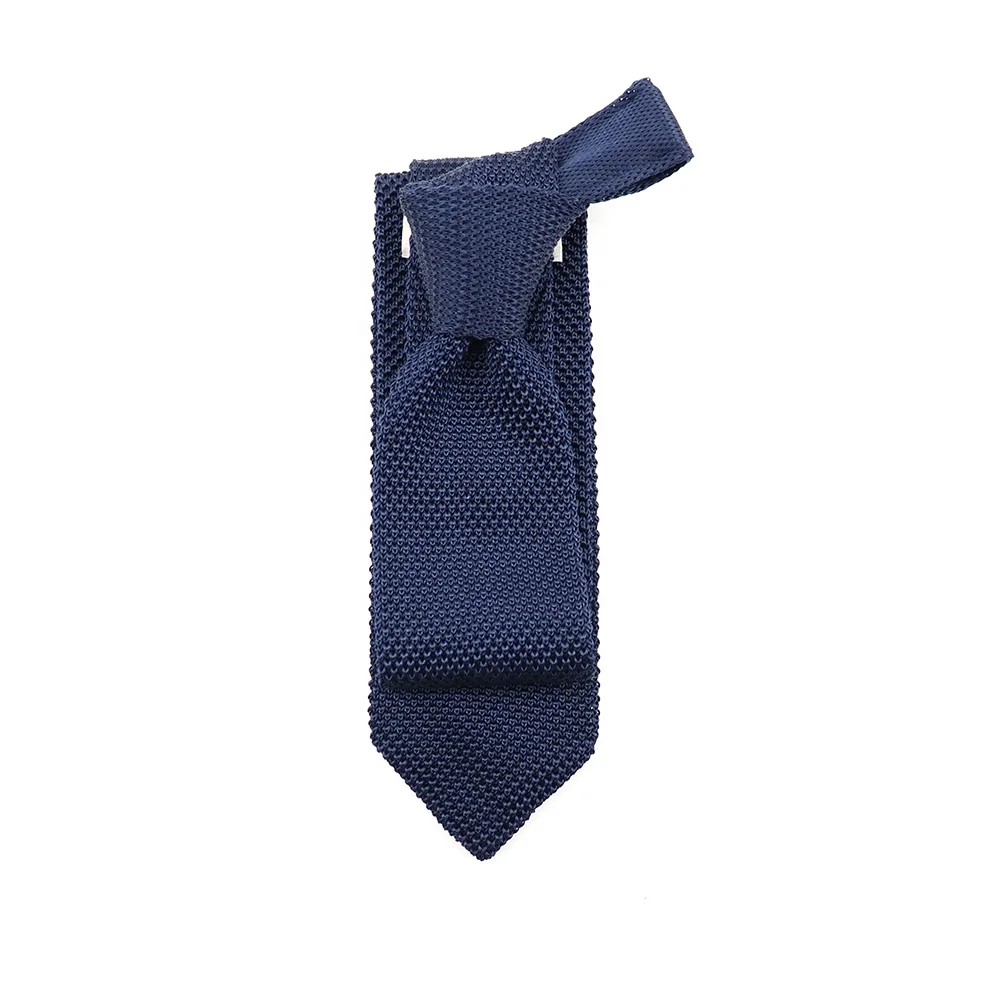 Оптовая продажа индивидуальный логотип зимний модный галстук шелковый однотонный вязаный синий для