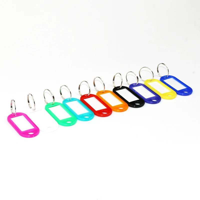 Custom Cheap Mix Color Plastic Hotel Id Label Name Keychains Key Tags With Ring