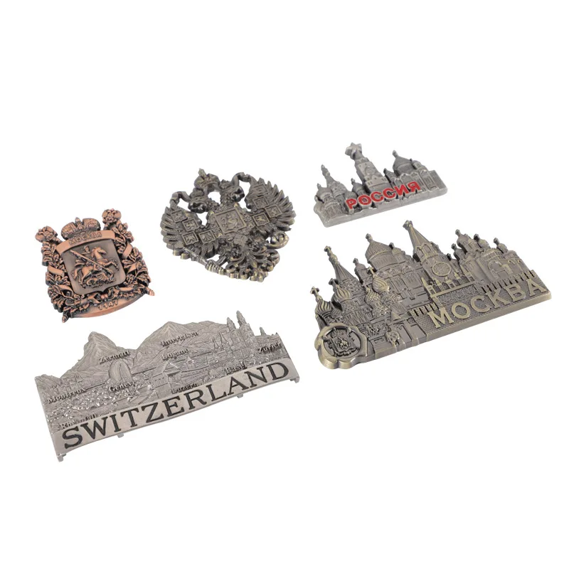 Switzerland Russia Mockba Custom Zinc Alloy Metal Fridge Magnet Refrigerator Souvenir Magnets