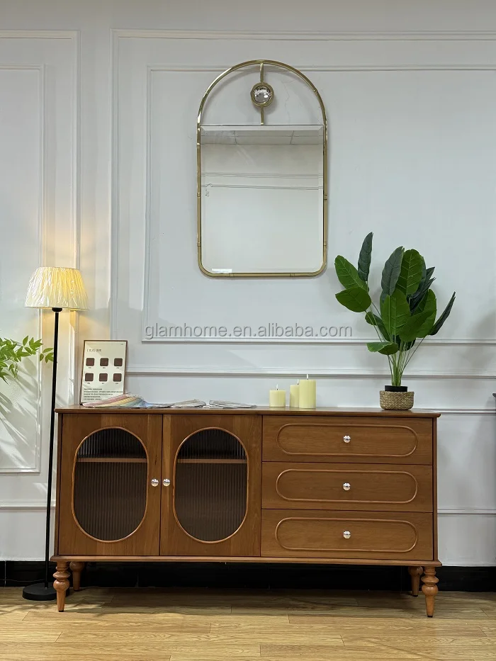 Modern steel metal arched hanging shinny gold frame bedroom stainless steel hemisphere wall mirrors home decor