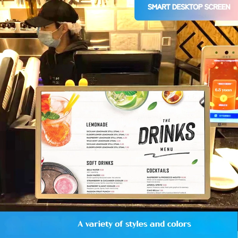 restaurant table ads menu screen display touch lcd advertising screen digital signage for store or hospital front desk