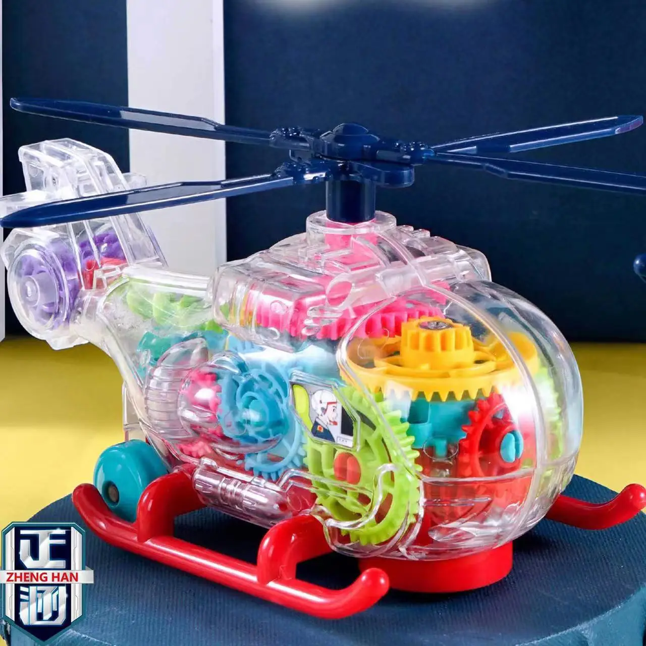 Transparent gear aircraft universal driving toy car light music educational transparent aircraft toys