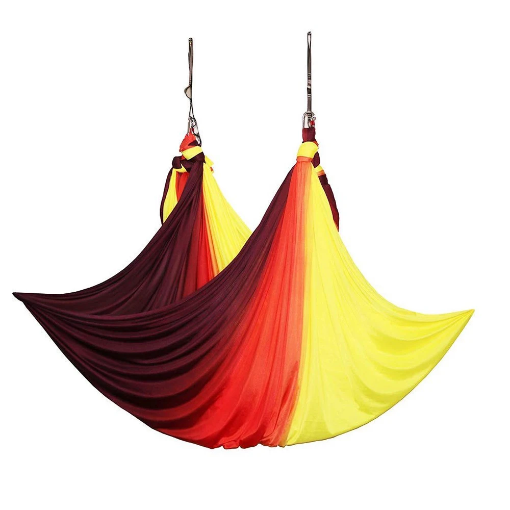 Bilink 6 kinds Rainbow color 5m High Strength anti-gravity  yoga hammock aerial silks yoga swing