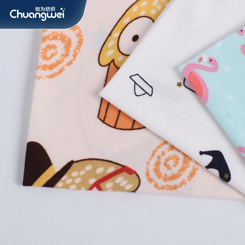 China manufacturer single-sided brushed fabric printed knitted fabric milk silk cartoon fabric
