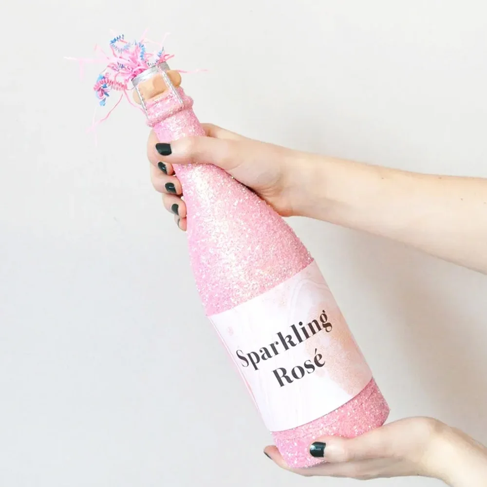 OMG Gender Reveal Champagne Bottle Blue Pink Confetti Popper Party Shooter Cannon for Baby Shower