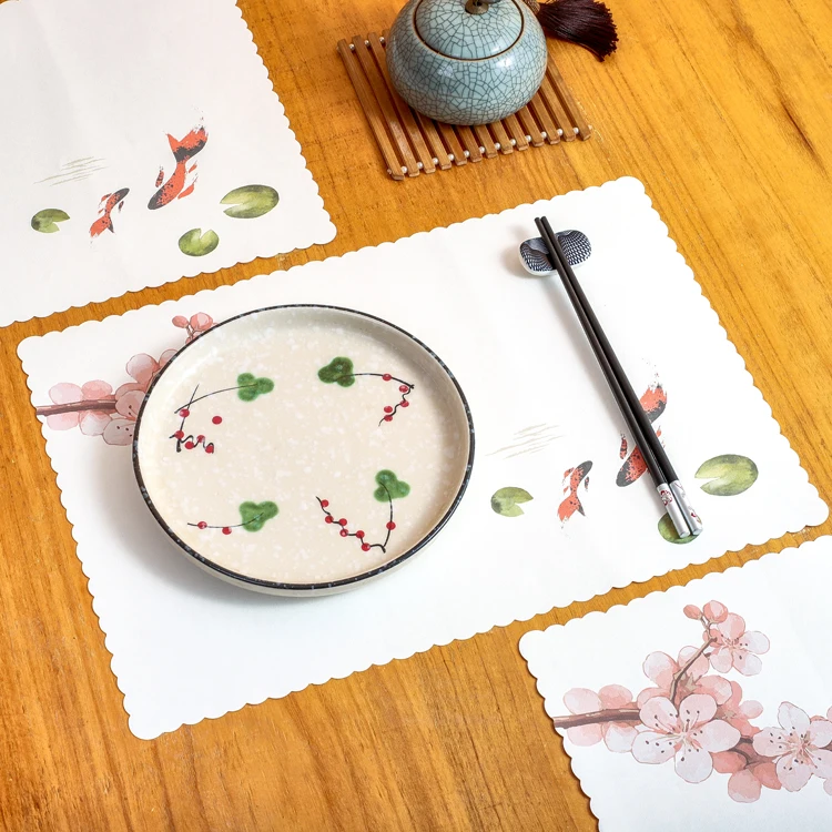 Manufacturer price wholesale paper japan style printed floral paper placemats flower