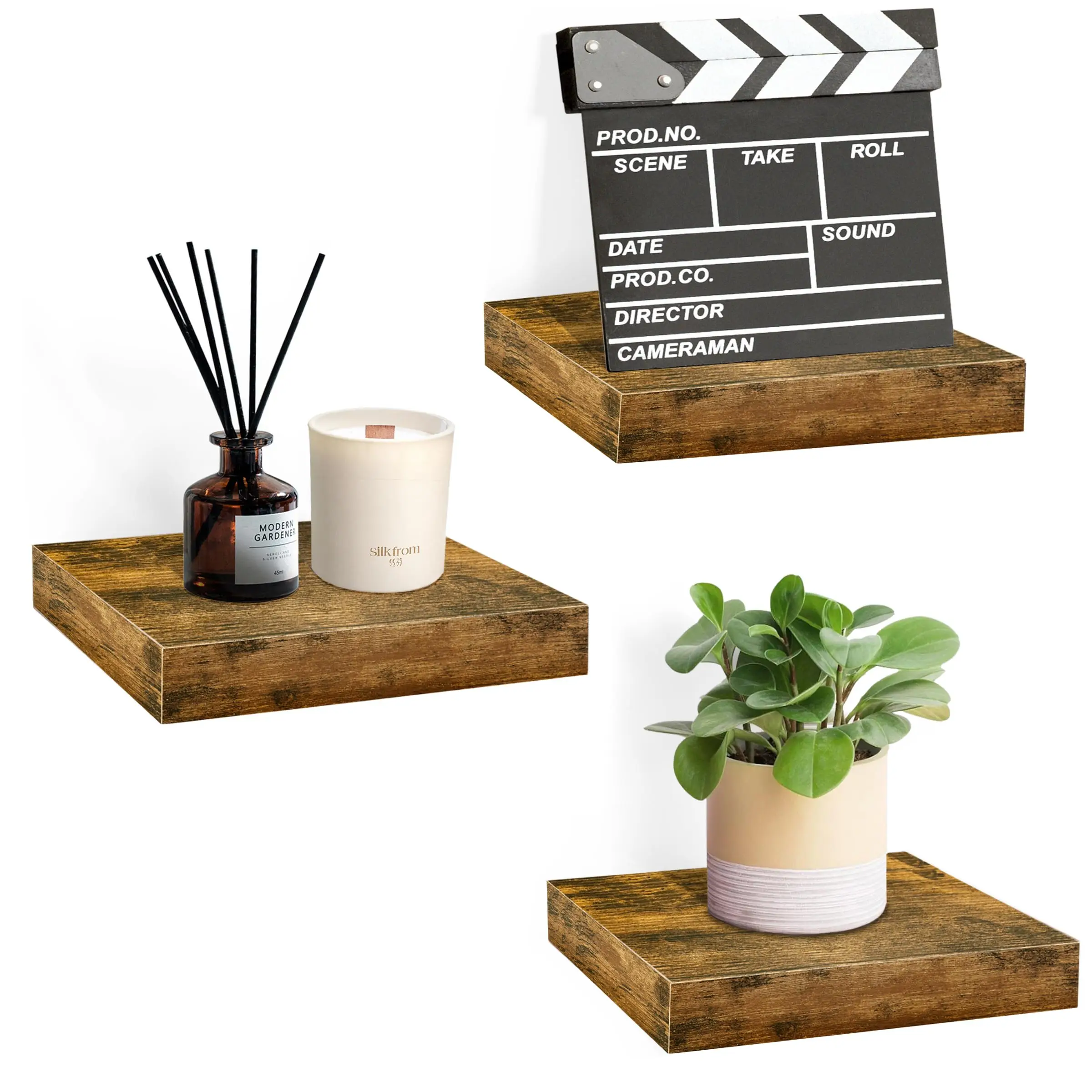 Hot Sales Modern Rustic Wood Storage Shelf Wall Mount Solid Wood Square Mounted Display Ledge for Room Decor