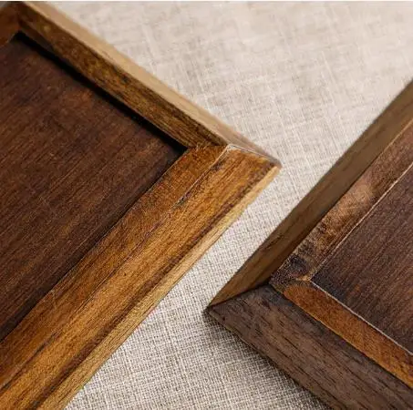 Wooden rectangular tea tray Household tea cup tea tray Hotel service tray