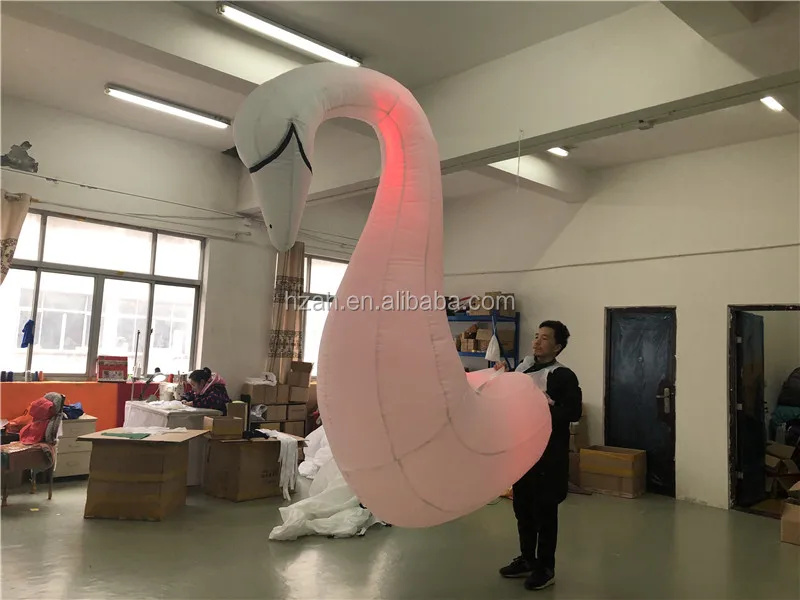 White Inflatable LED Walking Swan Costume for Carnival Parade Performance