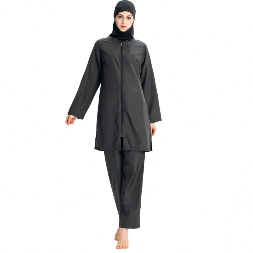 Islamic Swimwear Long Sleeve Arab Solid Color Three pieces muslim swimsuit