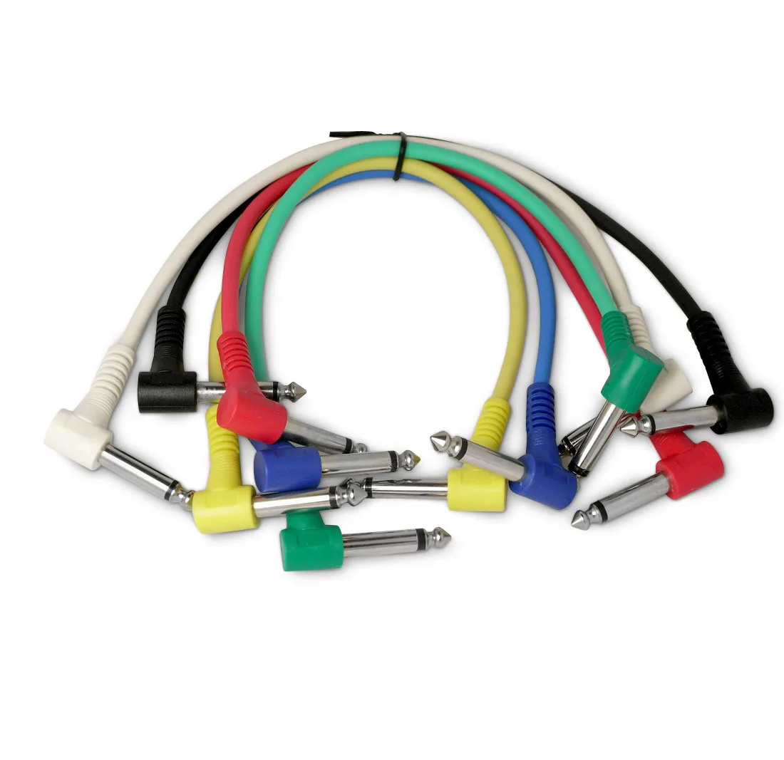 Hot sale instrument 6.35 jack guitar effect patch cables in 30cm 6 color per set