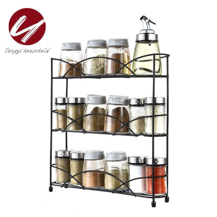 High Quality Kitchen Metal Wall Mount Organizer With Spice Rack Jars