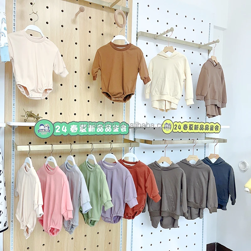 2024 Baby Sweatshirt Outfits Crewneck Infant Oversized Bodysuit 100% cotton Solid french terry Newborn Girl Boy Bubble Romper