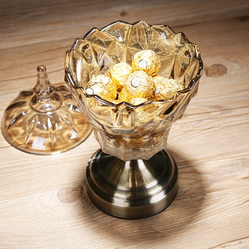 Glass Apothecary Jar With Lids  Wedding Candy Buffet Containers Golden metal stand glass candy jar