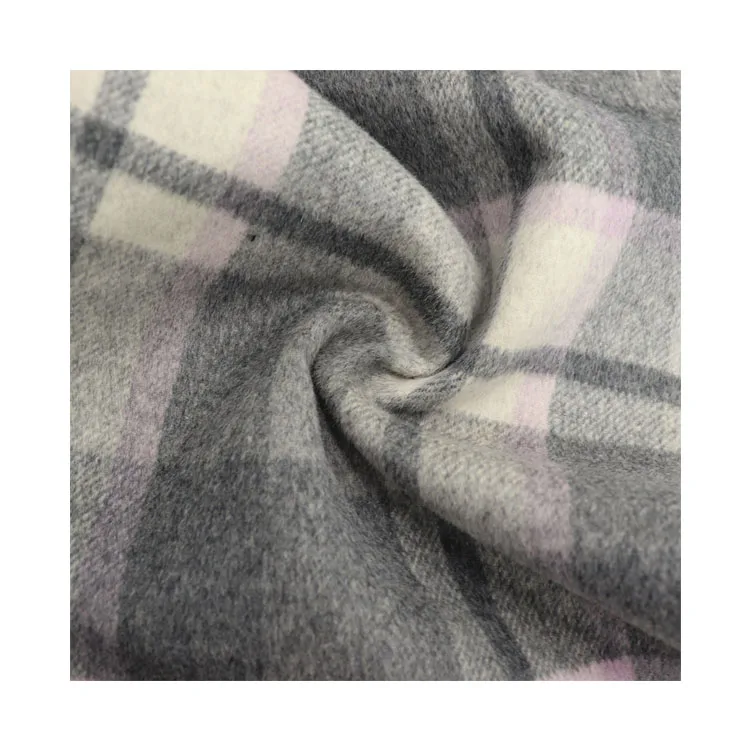 
High quality the main color grey warm merino wool nylon plaid fabric for jacket 