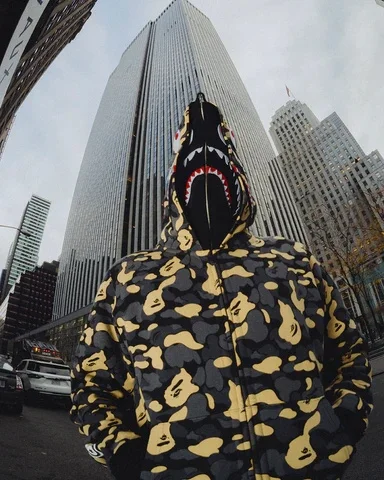 New Arrival Fashion Brand APE Shark New York Madison Avenue 3RD Anniversary Double Hat Hoodies For Men and Women With Asian Size