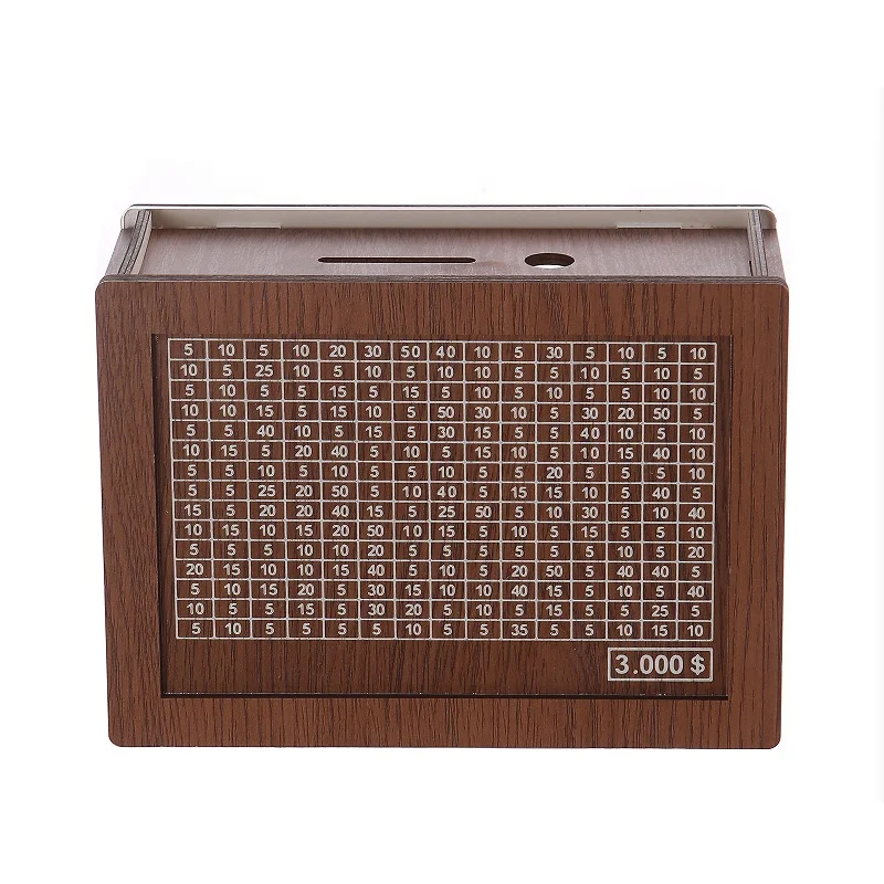Factory Hot Selling Household creative Wooden Counter Piggy Bank 5000 USD  kid Money Box with Counter