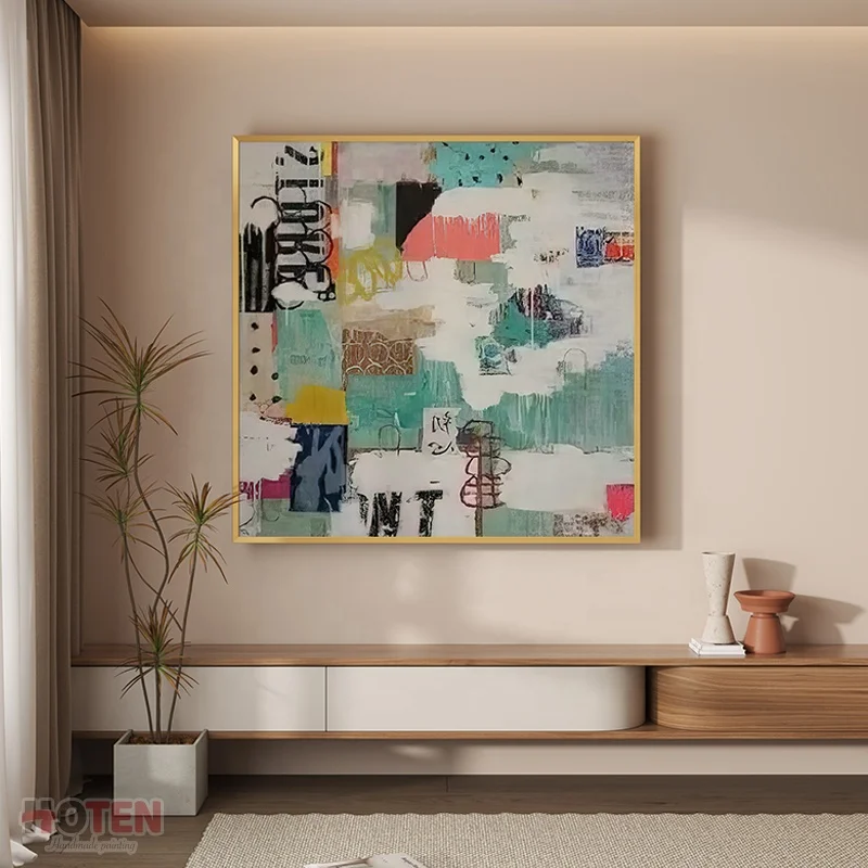 Original Hand Painted Large Abstract Oil Painting Nordic Acrylic Wall Art with Thick Texture Canvas Support Base