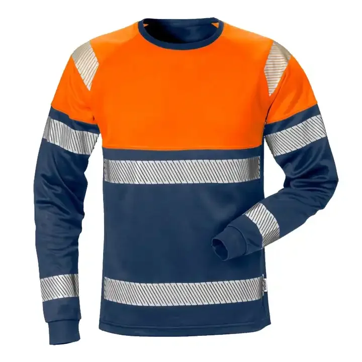 60& Cotton 40% Polyester CVC Hi Vis Work Shirt Long Sleeve Men Mining Safety Work Clothing Summer Breathable