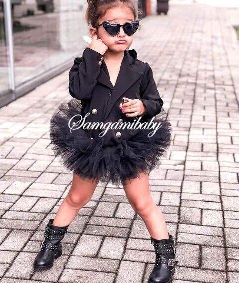 2019 Autumn New Brand 3-8 Years Girls Jacket Children Girl Gauze Skirt Coat Kids Girl Western Collar Trench Wind Dust Outerwear